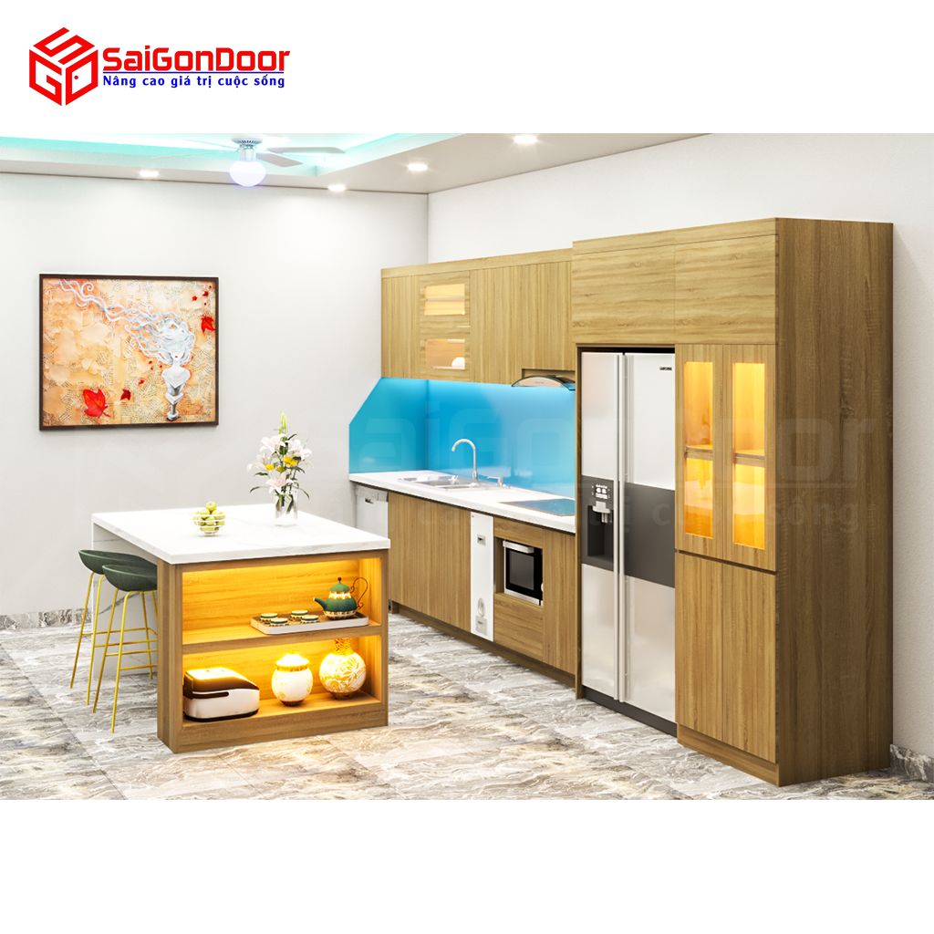 គ្រឿងសង្ហារឹមផ្ទះបាយ chữ I Full trần