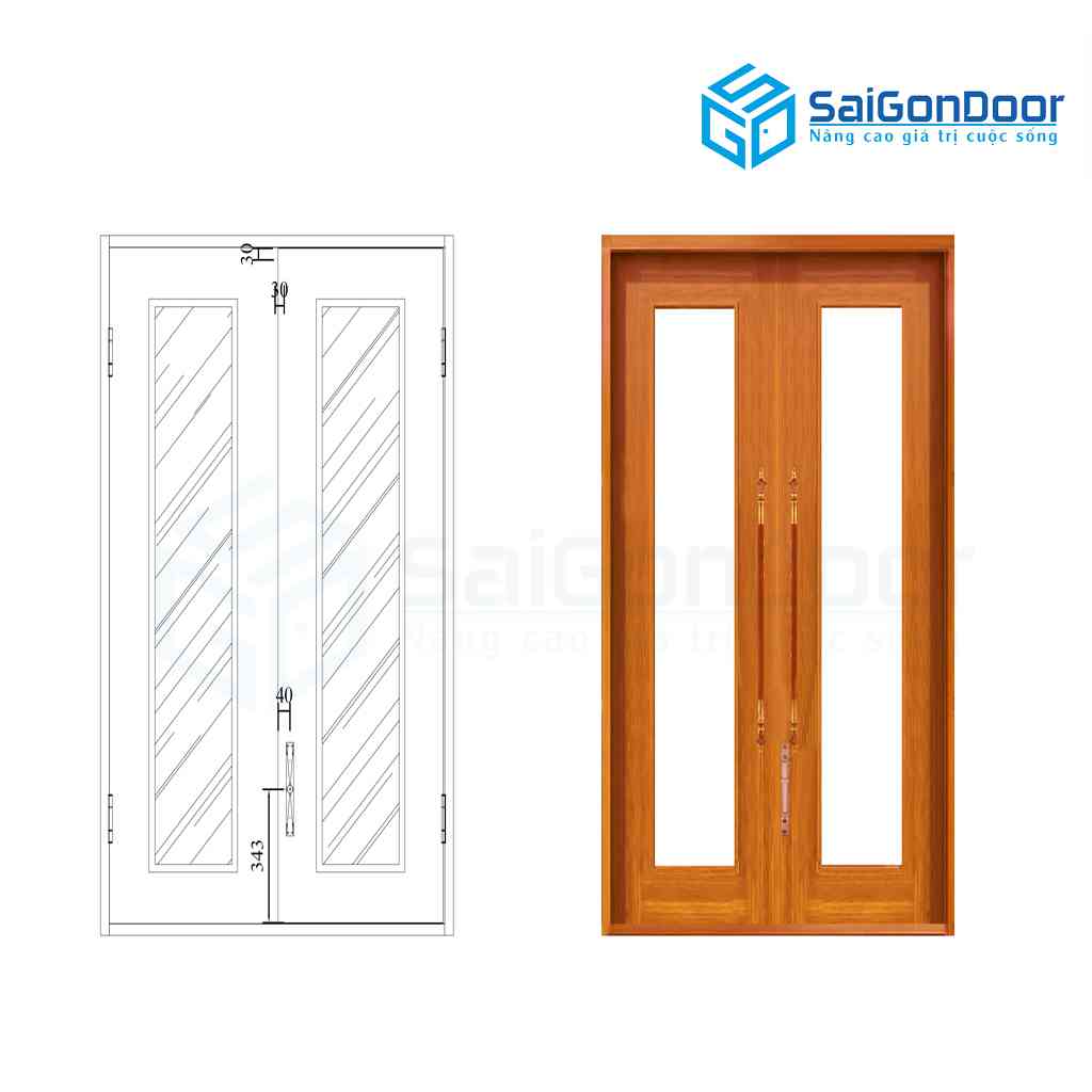 ទ្វារដែកថ្នាំកូតគ្រាប់ឈើ SGD CS2K mau vang