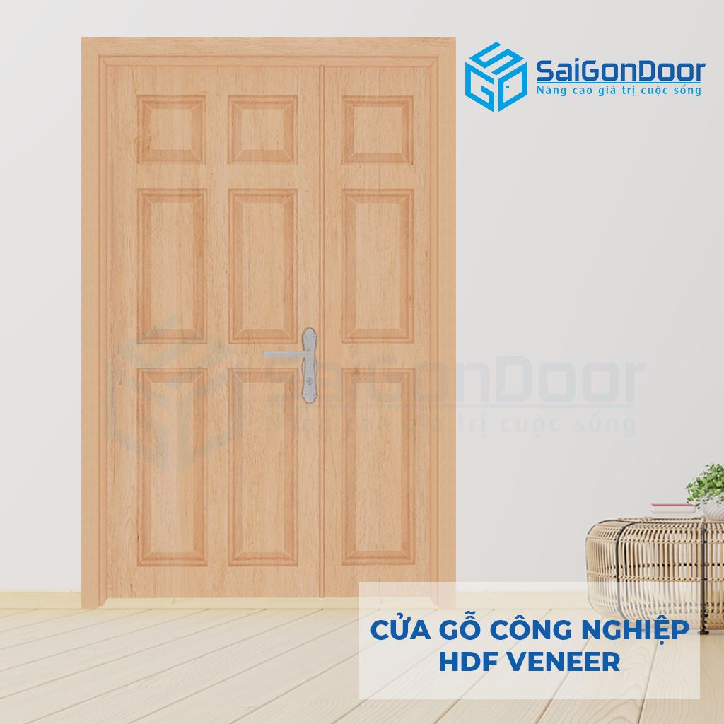 ទ្វារឈើឧស្សាហកម្ម HDF Veneer 2 canh 9A Oak (1)