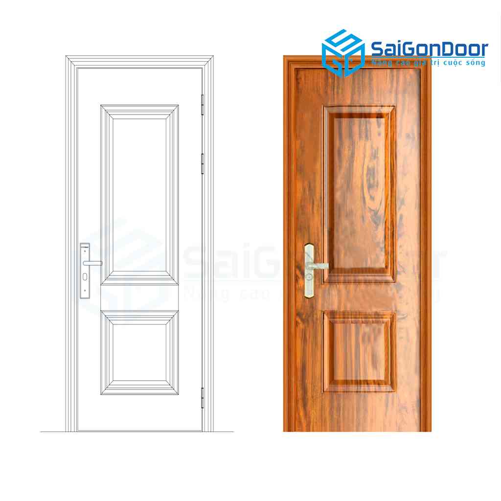 ទ្វារដែកថ្នាំកូតគ្រាប់ឈើ SGD GS1H12 mau vang