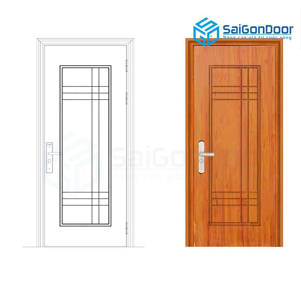ទ្វារដែកថ្នាំកូតគ្រាប់ឈើ SGD GS1H19 mau vang
