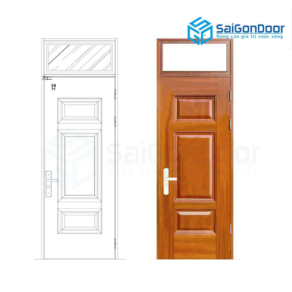 ទ្វារដែកថ្នាំកូតគ្រាប់ឈើ SGD GS1H3-OT mau vang