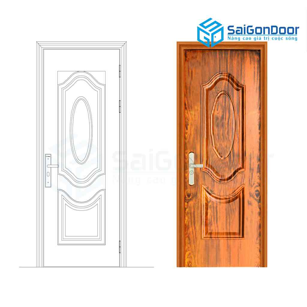 ទ្វារដែកថ្នាំកូតគ្រាប់ឈើ SGD GS1H5 mau vang