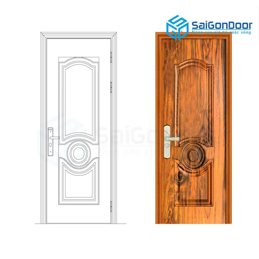 ទ្វារដែកថ្នាំកូតគ្រាប់ឈើ SGD GS1H6 mau vang