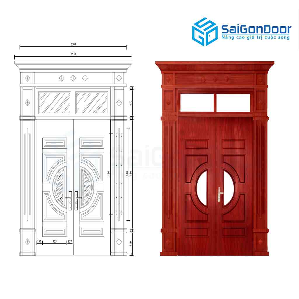 ទ្វារដែកថ្នាំកូតគ្រាប់ឈើ SGD GS2H4K-PBT