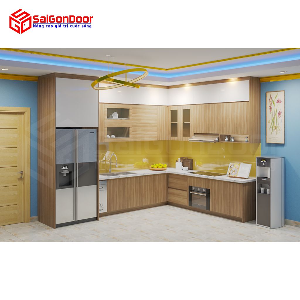 គ្រឿងសង្ហារឹមផ្ទះបាយ chữ L kịch trần