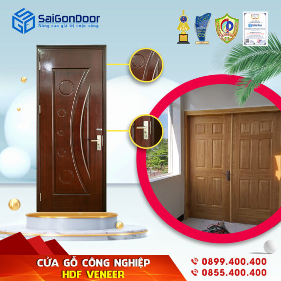 Báo giá cửa phòng ngủ gỗ công nghiệp HDF Veneer có chi phí phải chăng
