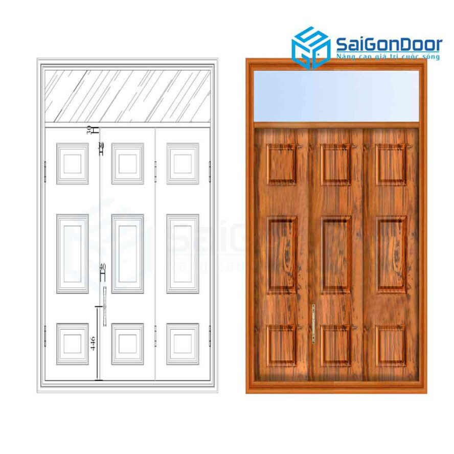 Cửa thép vân gỗ CS3H11