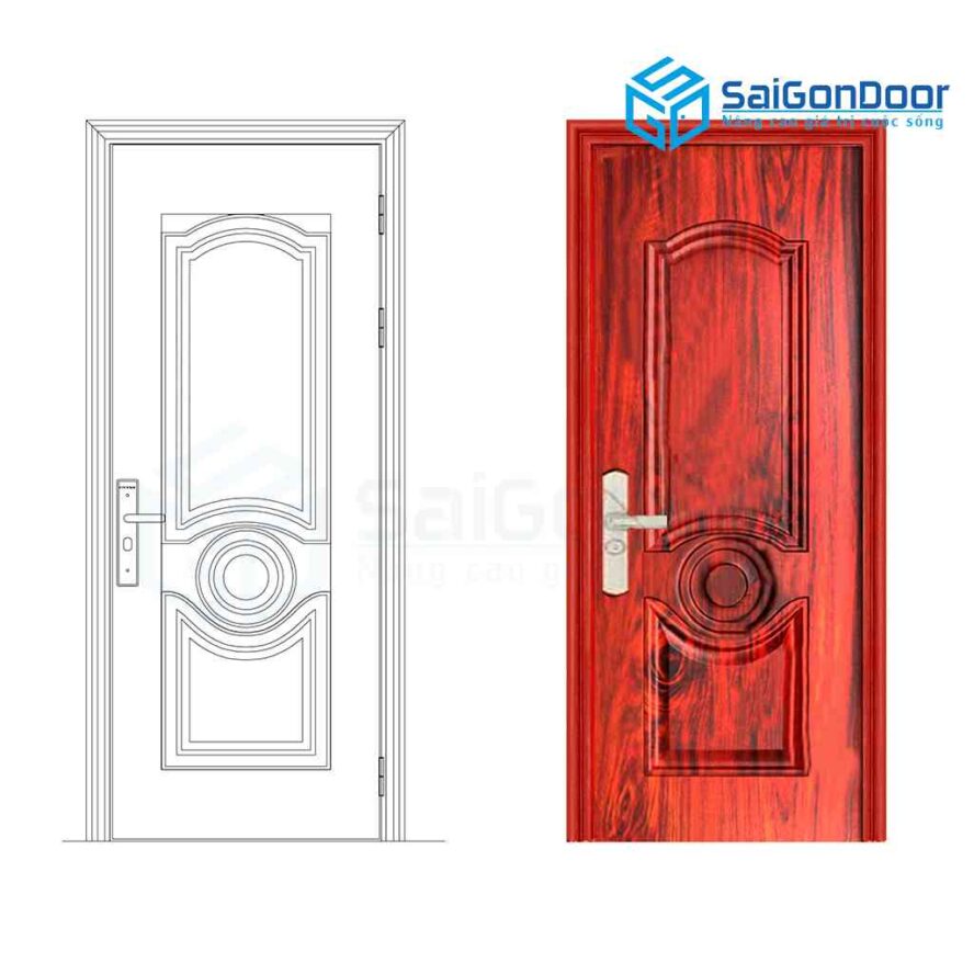 Cửa thép vân gỗ GS1H6